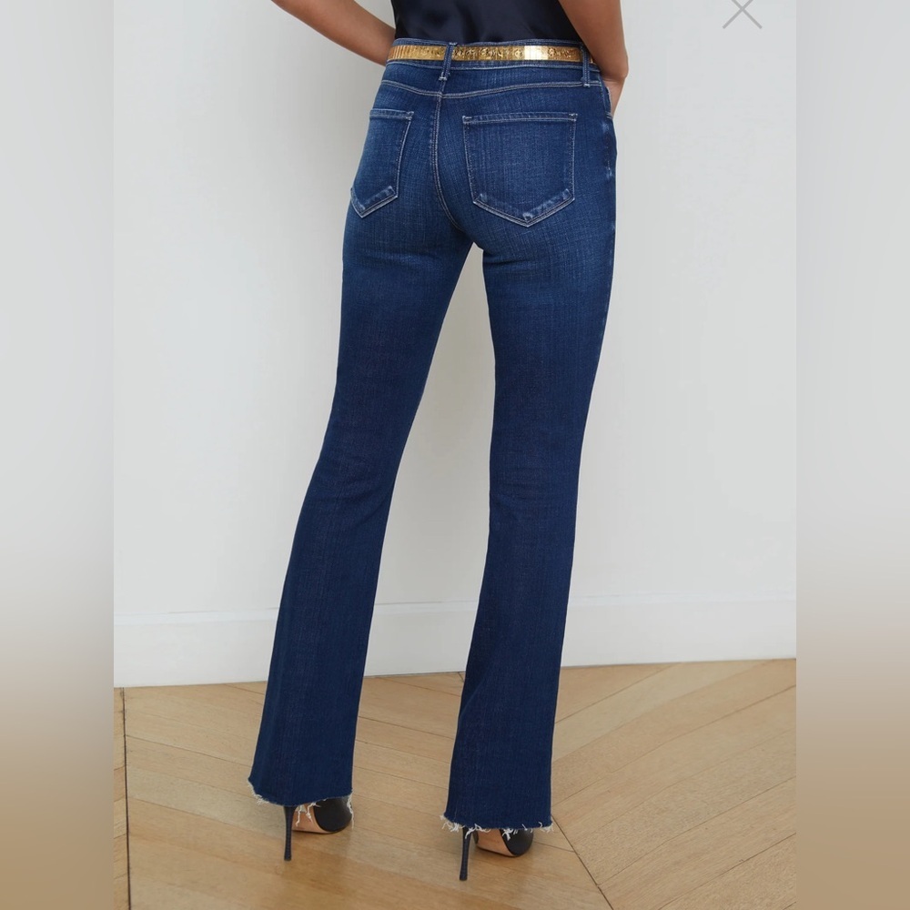 Like New L’agence Sneeki Raw Hem Straight Leg Jeans Beacon Size 23 - Picture 3 of 13